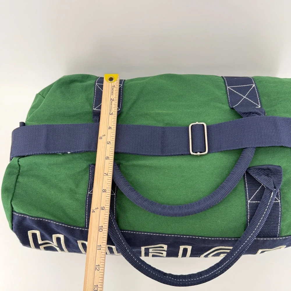 Tommy Hilfiger Duffle Bag L Green Navy Colorblock Cotton Embroidered Logo